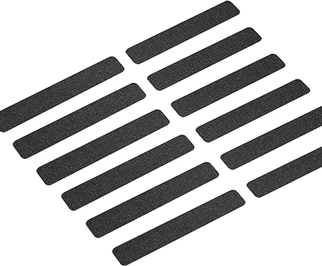 LifeGrip Anti Slip Traction Treads Black (12-Pack), 2" X 12", Best Grip Tape 80 Grit Non Slip, Pre-Cut Strips, Rounded Corners - Right Size and Ready to Use for Easy Application