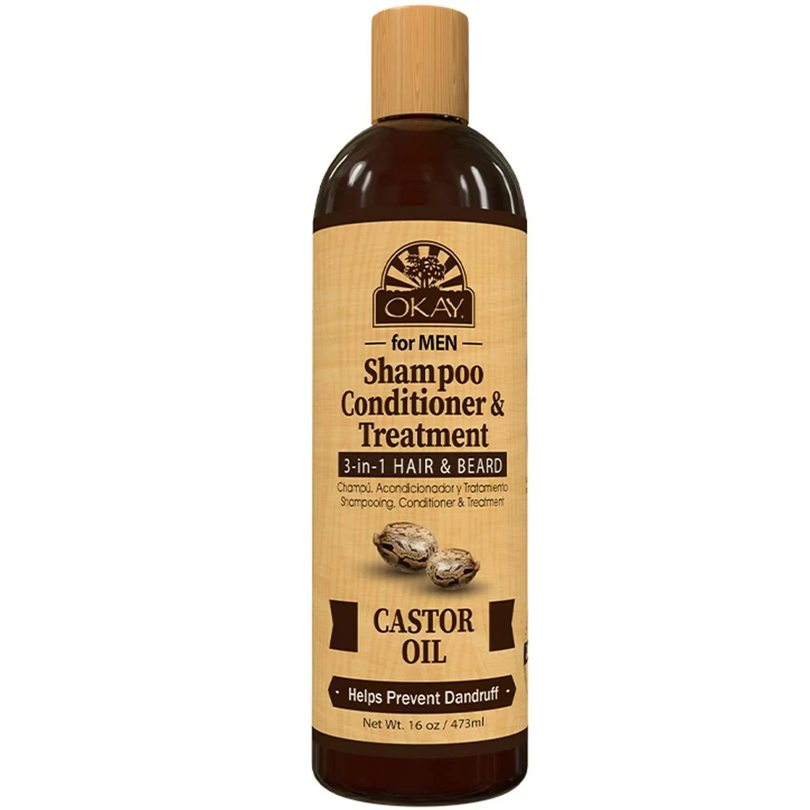 Okay Pure Naturals for Men Castor Oil 3-in-1 Hair & Beard Shampoo Conditioner & Treatment