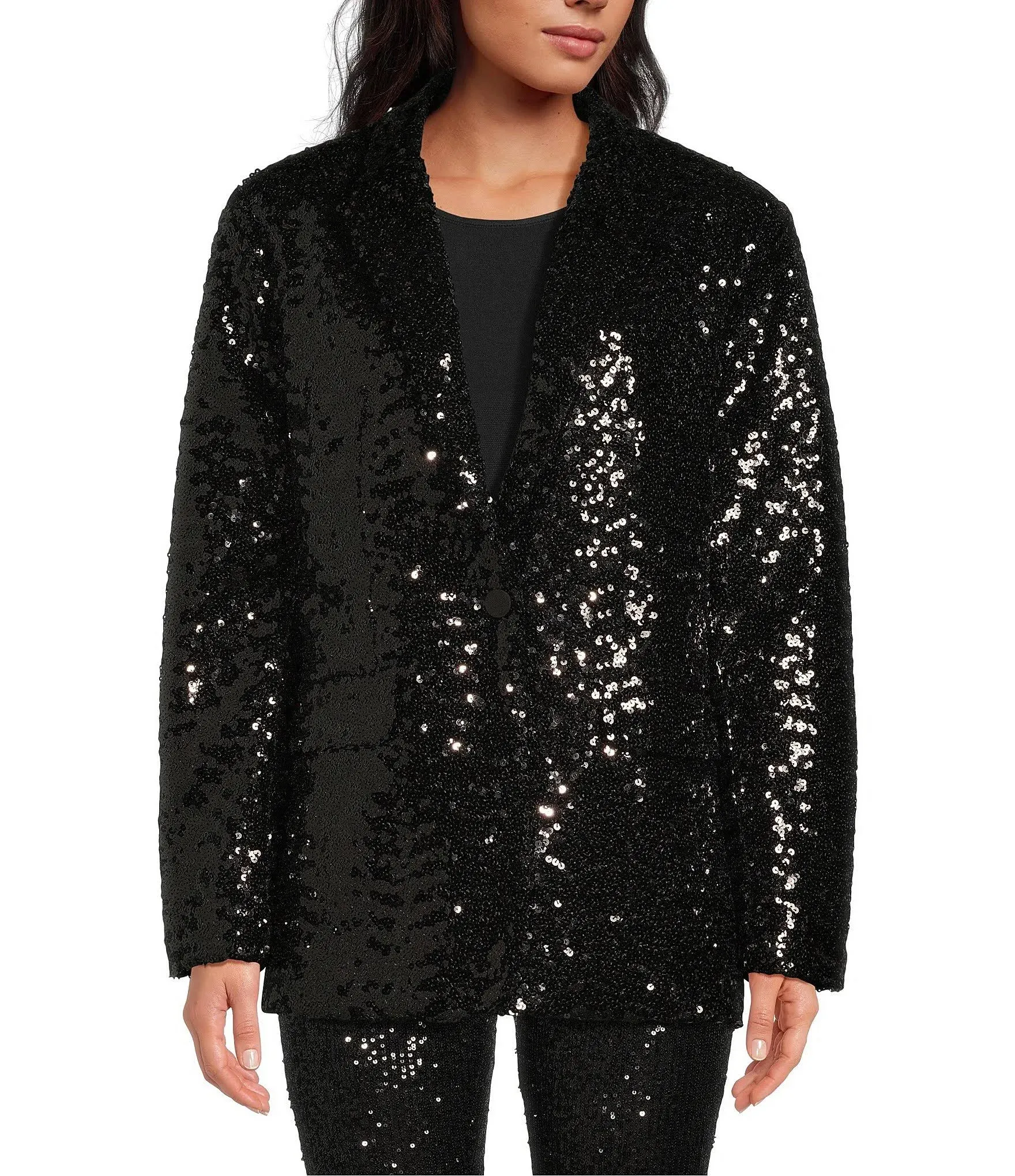 IMANN BLAZER SEQUIN BLACK