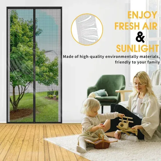 TOANEL Magnetic Screen Door - Fits Doors Size 39&#034; X 86&#034;,Self Sealing, Hands Duty