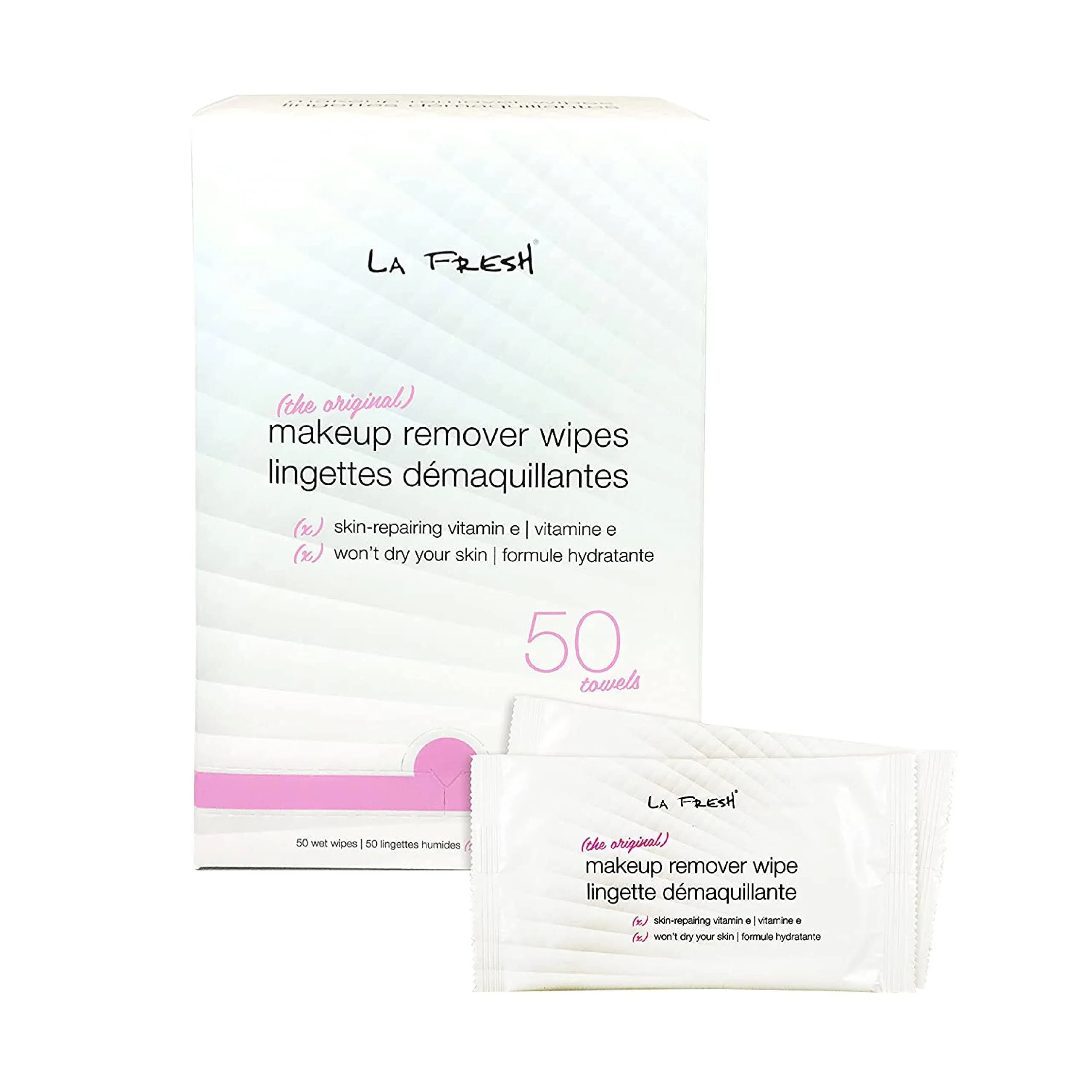 La Fresh Travel Lite Makeup Remover Cleansing Wipes – Facial Towelettes with Vitamin E for Natural or Waterproof Makeup – Individually Sea