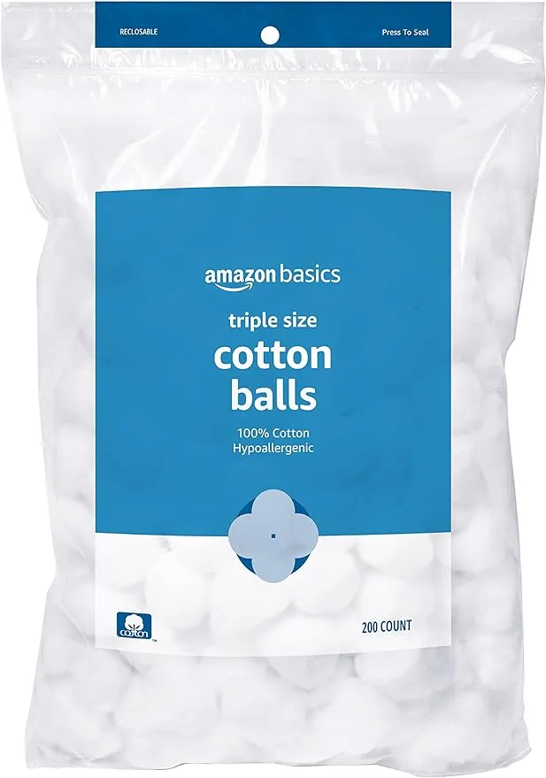 Amazon Basics Cotton Balls, 600 Count (3 Packs of 200) (Previously Solimo)