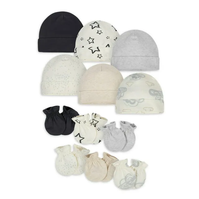 Onesies Brand 12-piece Baby Cap and Mitten Set