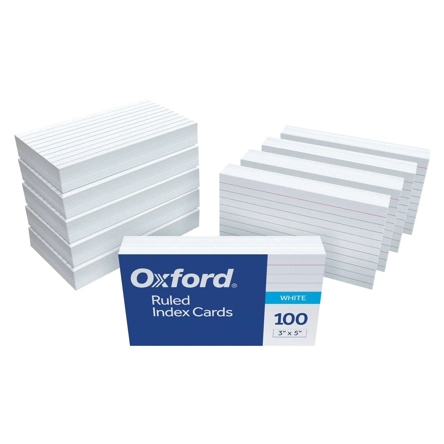 OXF98833 Oxford Ruled Index Cards, 3" x 5", White, 1,000 Cards, 10 Packs of 100