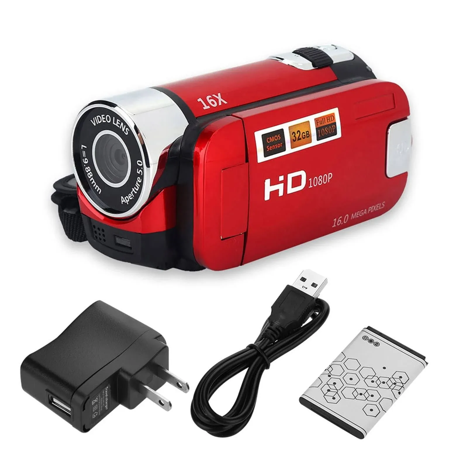 Video Camcorder 720P Full HD 16MP DV Camcorder Digital Video Camera 270 Degree Rotation Screen 16X Night Shoot Zoom