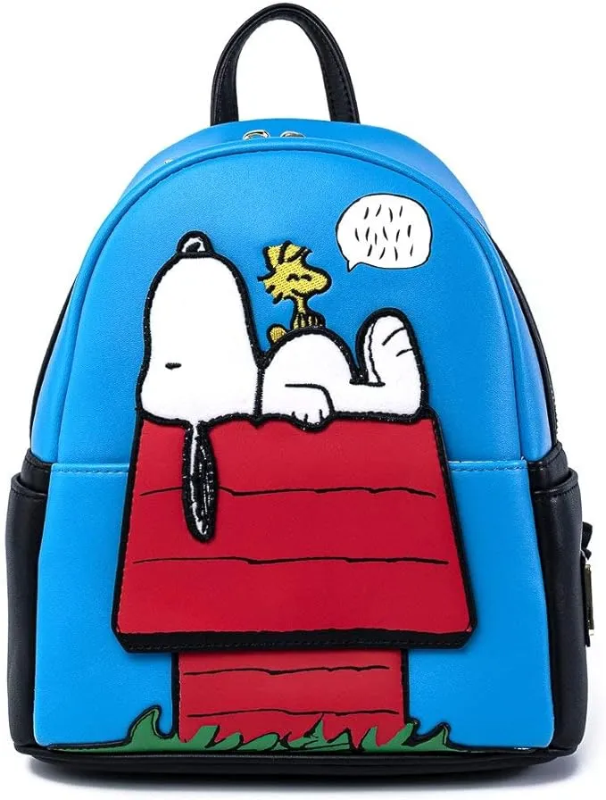 Loungefly Peanuts Snoopy Doghouse Faux Leather Womens Mini Backpack Purse