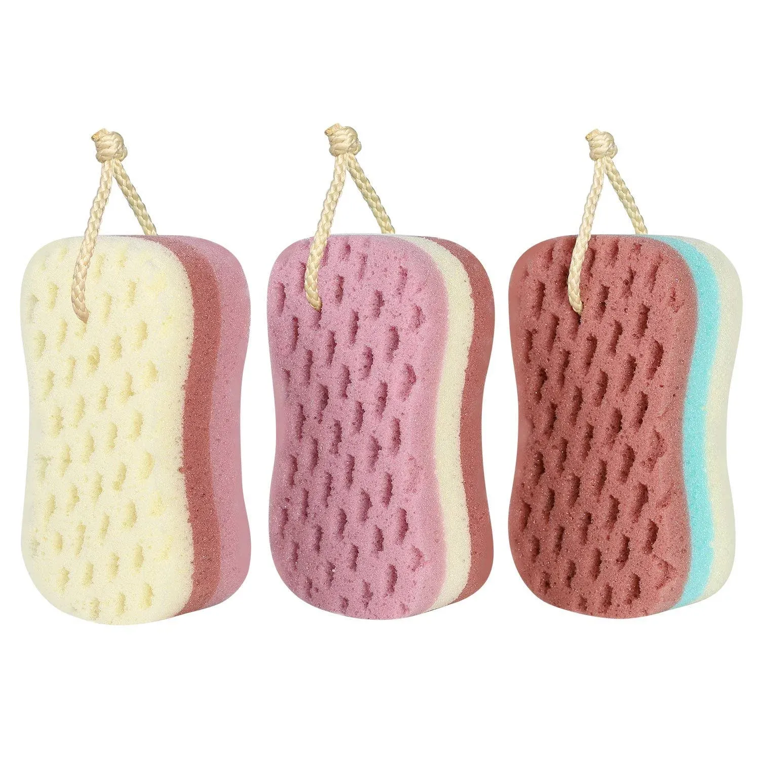 3 Pcs Bath Sponge for Women, Men, Kids, Sponge Loofah Body Scrubber Shower Sponge for Body Wash Bathroom, 3 Colors & Large Size Bathing Sponge Bathing Accessories(Large Size)