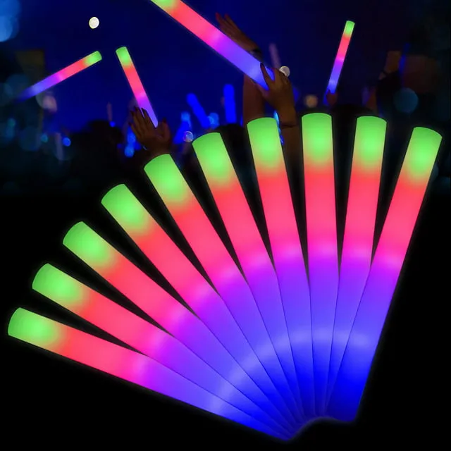 Lifbeier 20PCS Light up Foam Sticks,LED Foam Sticks Glow Batons with 3 Modes Flashing Effect for Party, Concert and Event