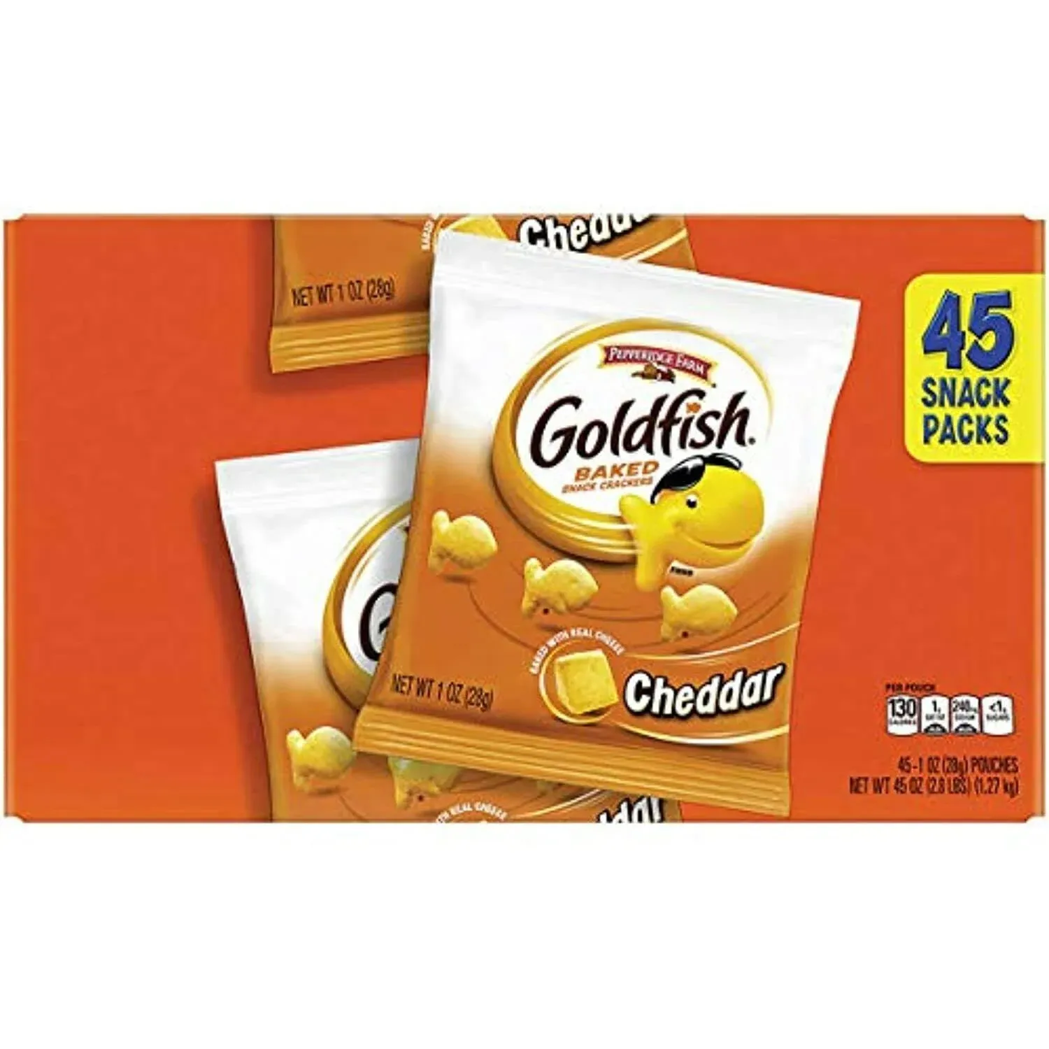 Pepperidge Farm Goldfish Crackers Cheddar 1 Ounce (Pack Of 45)