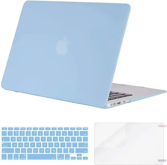 Mosiso 3 in 1 Plastic Hard Case with Keyboard Cover with Screen Protector for MacBook Air 13 inch (Models: A1369 and A1466), Airy Blue