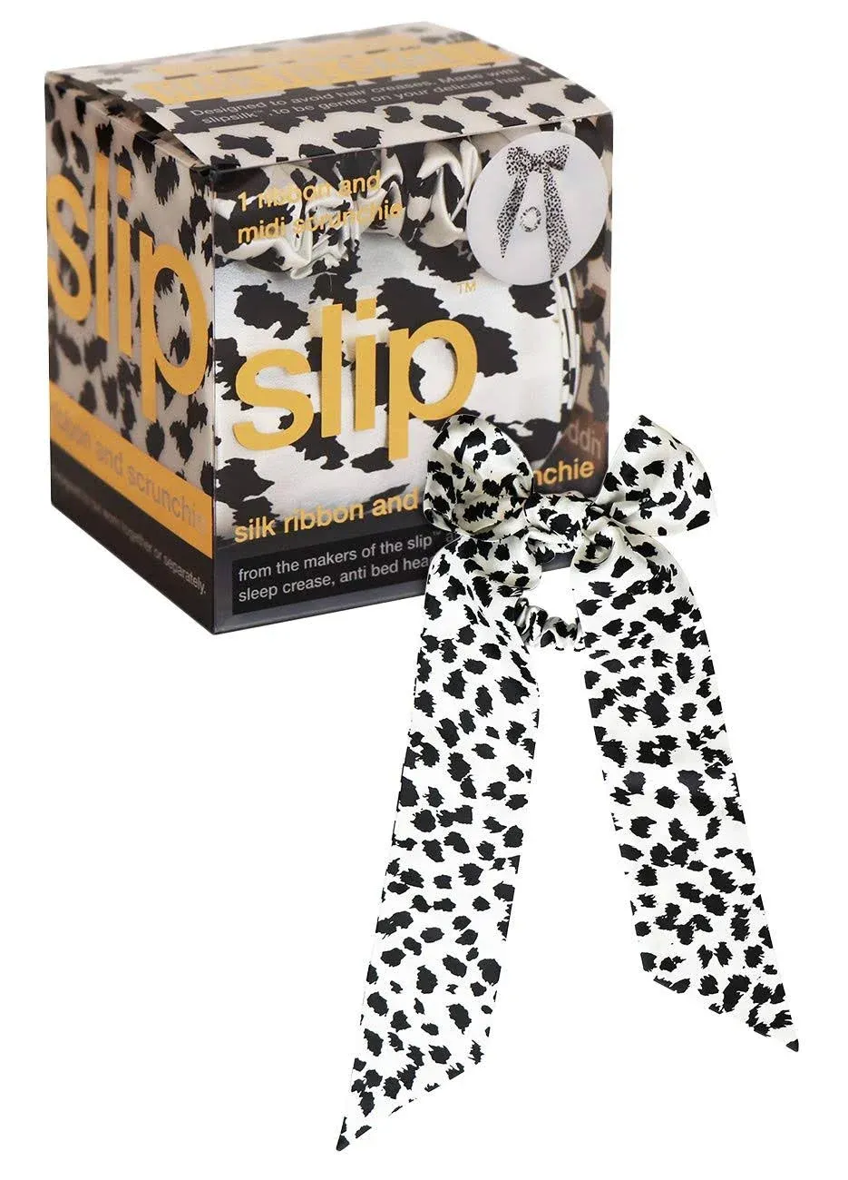 NIB Slip black and white ribbon and scrunchie