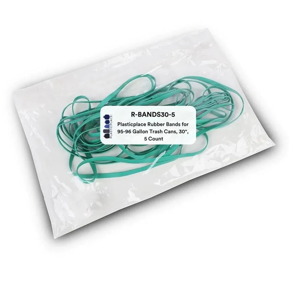 Plasticplace Rubber Bands for 95-96 Gallon Trash Can - 5 Pack, Green