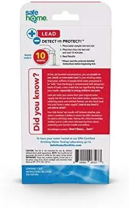 Safe Home® DIY Lead in Drinking Water Test Kit – at Home Testing for Lead in City Water or Well Water – Detection to 5ppb – 10 Minute Test – 4-Pack