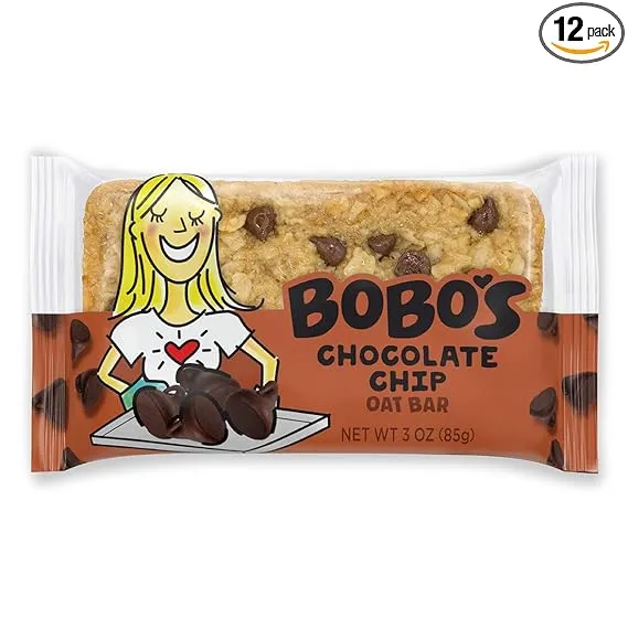 Bobo's Oat Bars (chocolate Chip 12 Pack of 3 oz Bars) Gluten Free Whole Grain Rolled Oat Bars - Great Tasting Vegan On-The-Go Oatmeal Snack Made in