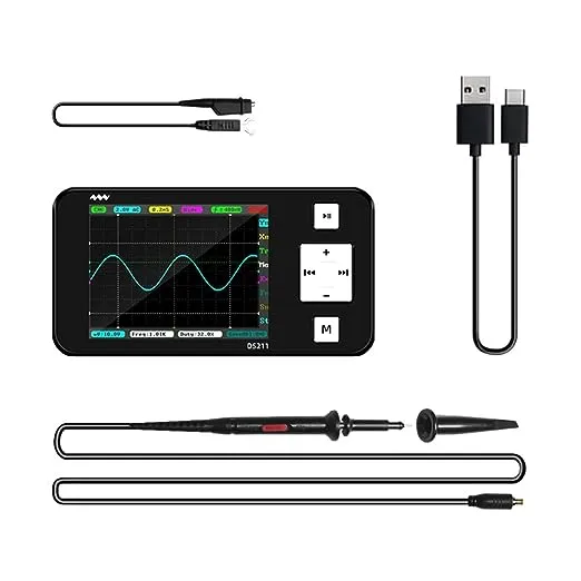 Pocket Oscilloscope DS211, Portable Oscilloscope Mini Size Handheld, Built-In Re