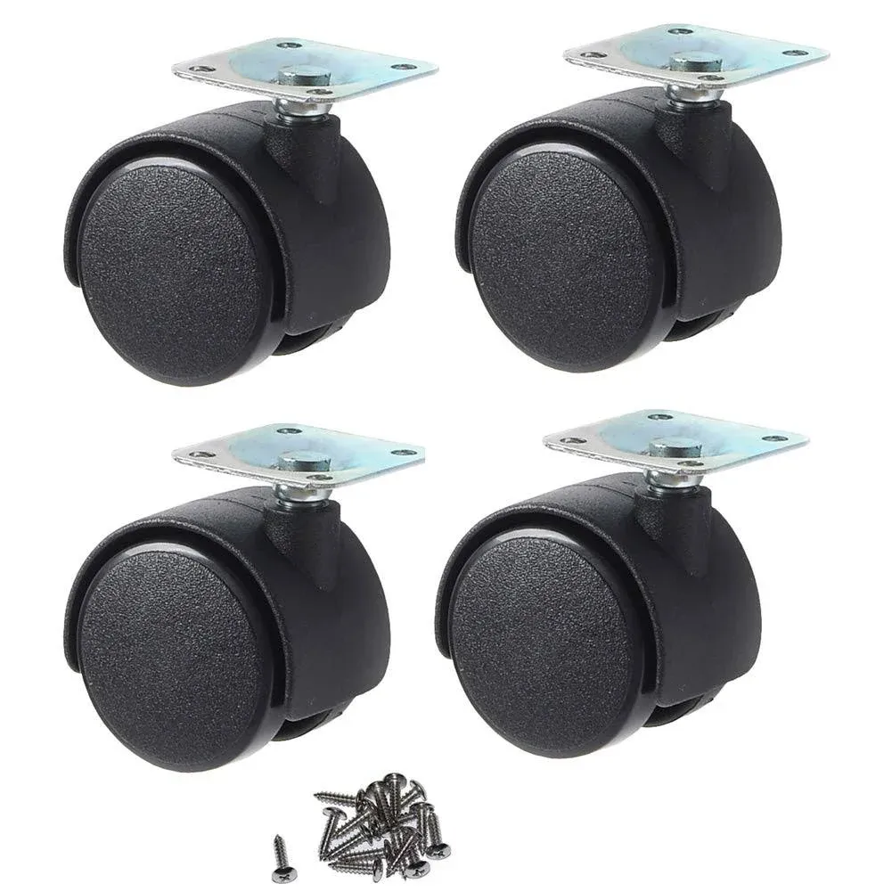 Katahomie Caster Wheels 1.5 Inch Nylon Swivel Plate Casters Pack Of 4 With Screw