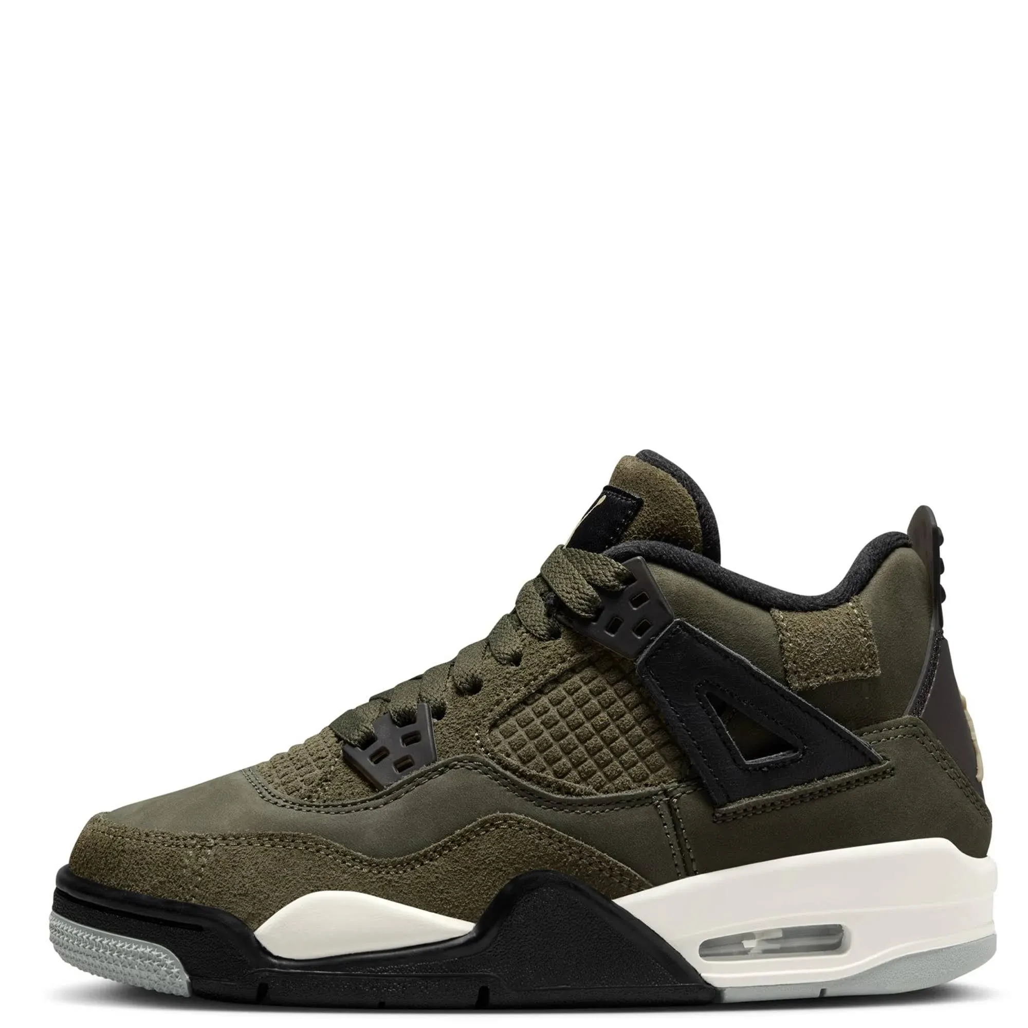 Air Jordan 4 Retro SE Craft Olive Grade School Lifestyle Shoes (Medium Olive)