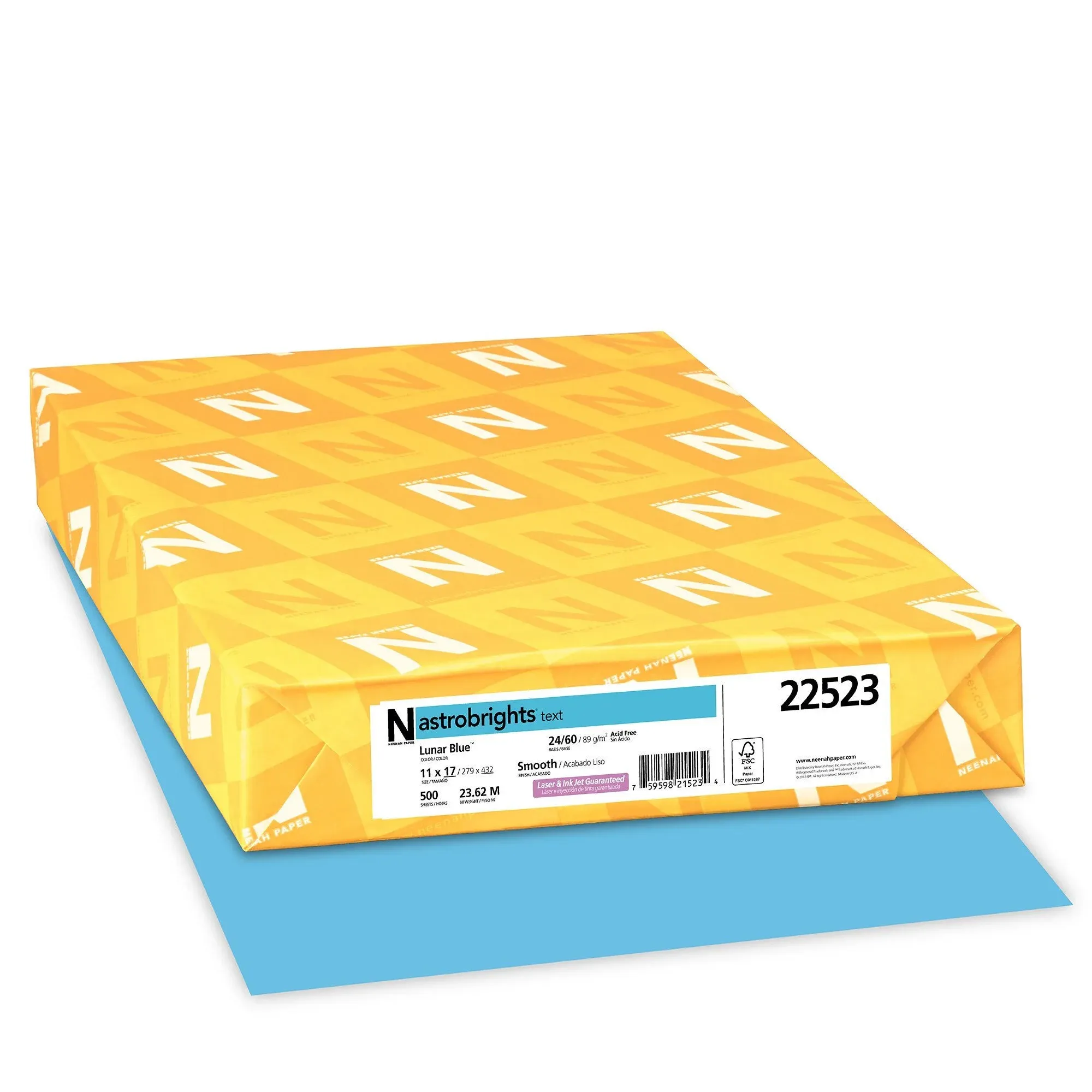 Astrobrights Color Paper, 24lb, 11 x 17, Lunar Blue, 500/Ream