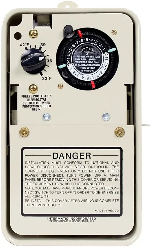 Intermatic PF1102T Timer Mechanism - Efficient Freeze Protection for Pool and Spa Equipment - Timer with Thermostat