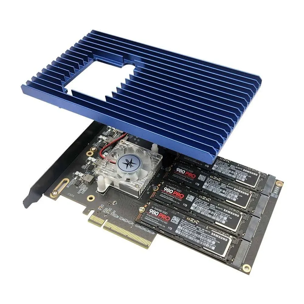 KONYEAD Quad PCIe NVMe M.2 SSD Adapter Card-PCI with Aluminum Housing Express...