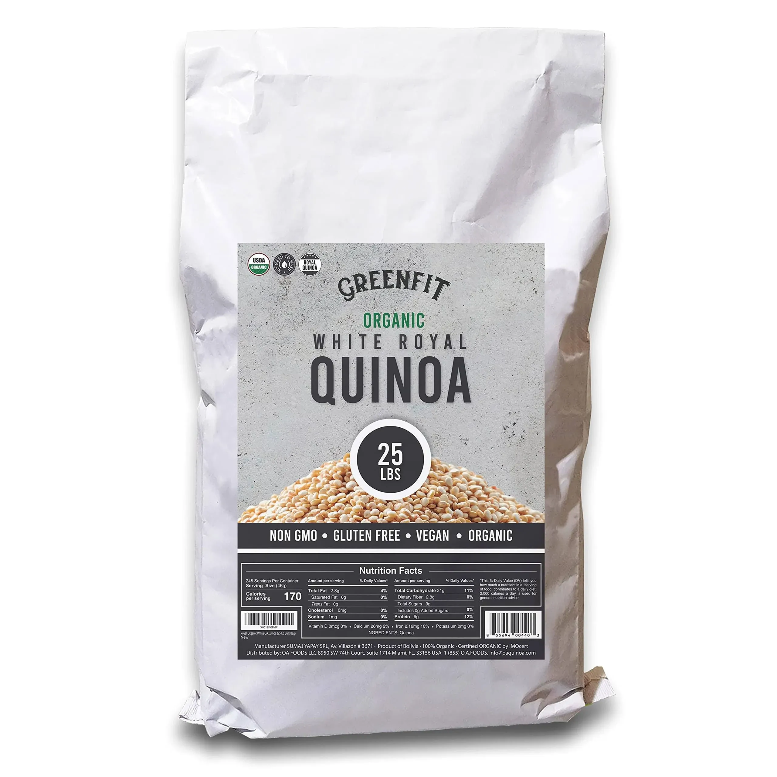 Royal Organic Tri Color Quinoa | OA Quinoa Now Greenfit | Non-GMO, Gluten-Free, Vegan, and Organic | Complete Protein, High Fiber, Low-Calorie Tri-Color Quinoa | (10 Pound - Pack of 1)