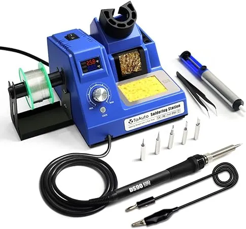 TOAUTO Soldering Station,80W Digital Solder Iron Station Kit with 176°F-896°F Temperature, C/F Func, Auto Standby & Sleep, Temperature Lock,5 Extra Solder Tips, Solder Bracket, Solder Sucker (Orange)