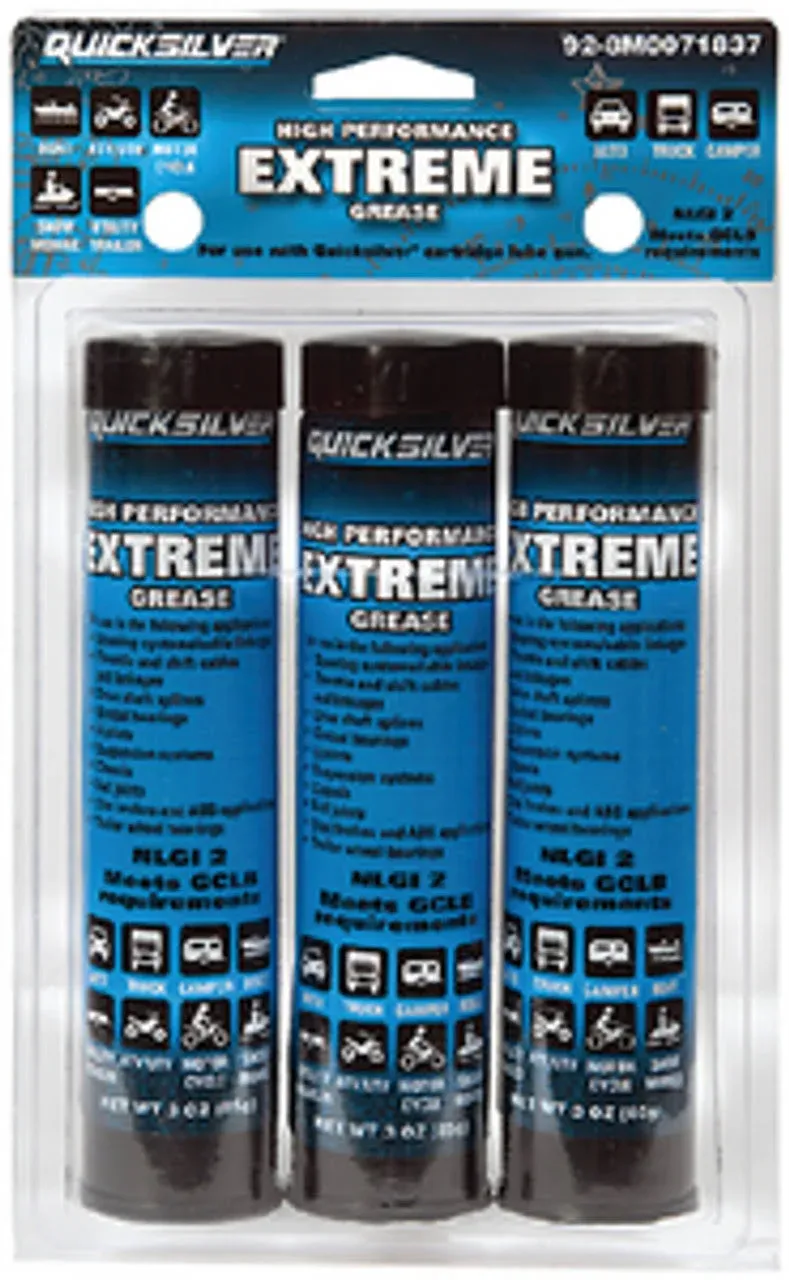 Mercury / Quicksilver 92-8M0071837 Extreme Grease 3 Oz. Cartridge 3 Pack