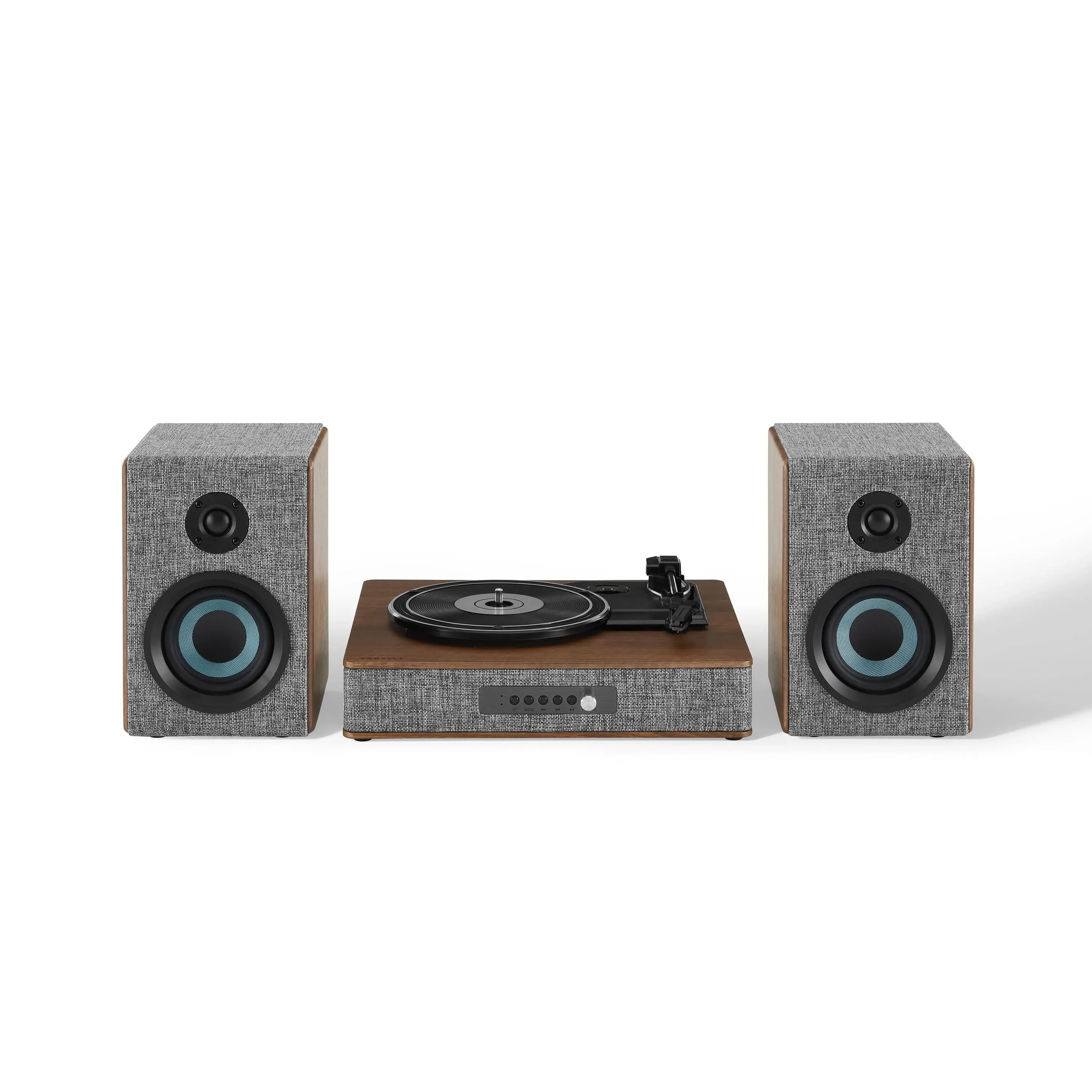 Crosley Aria Shelf System CR7020A-GY With 3 Speed Turntable + Built-in Bluetooth