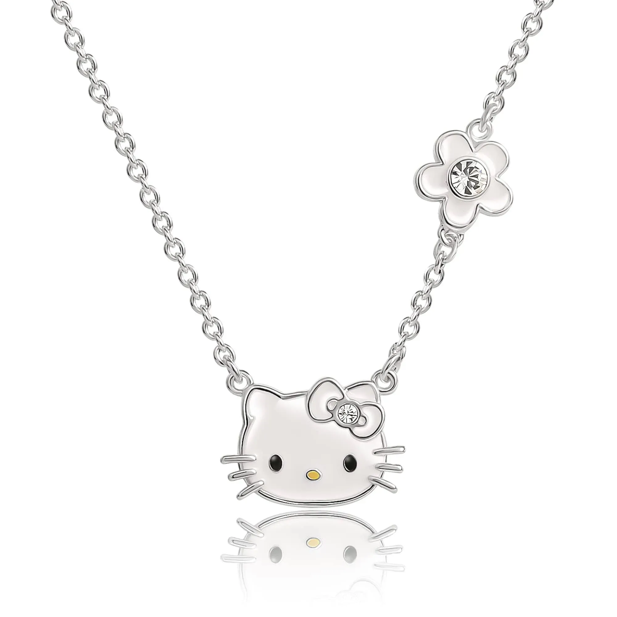 Sanrio Hello Kitty Girls Birthstone Necklace 18" - Silver Plated Hello Kitty Necklace with Birthstone Officially Licensed