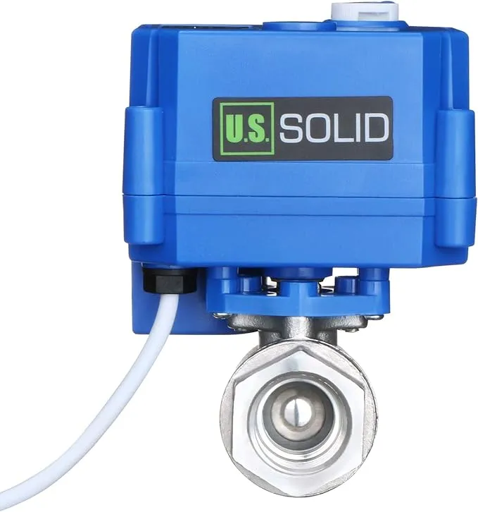 Motorized Ball Valve- 1/2" Brass Ball Valve with Manual Function, Full Port, 9-24V AC/DC and 2 Wire Auto Return Setup by U.S. Solid