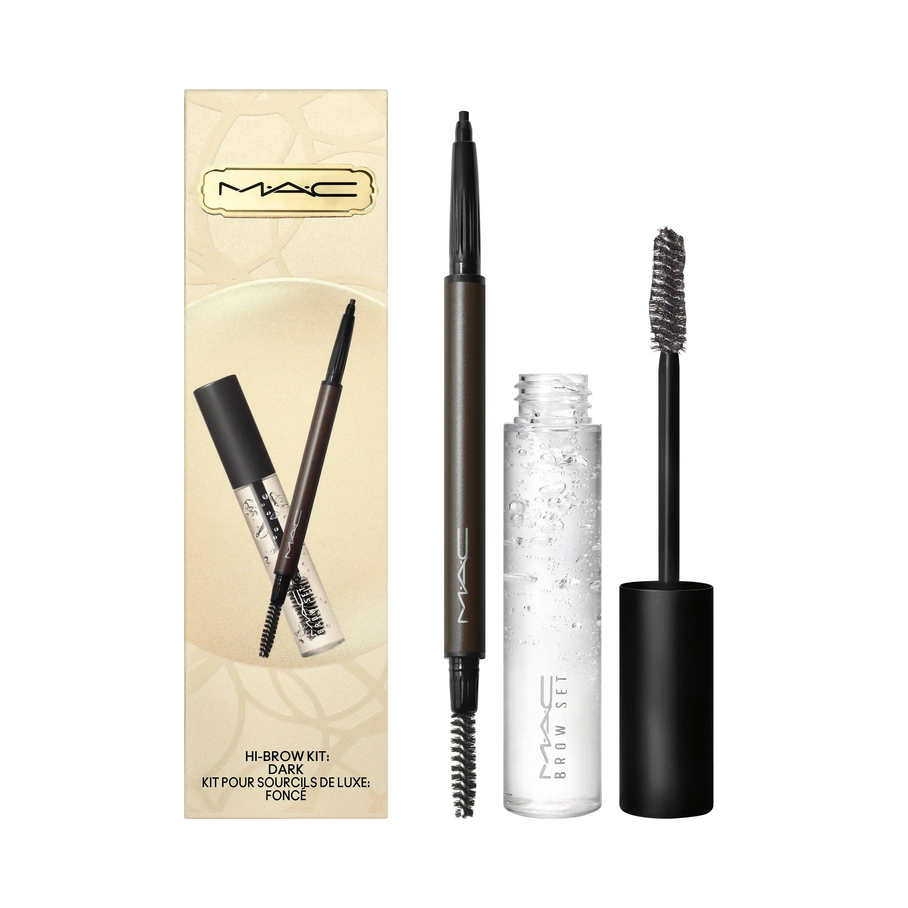 MAC Hi-Brow 2 Piece Kind Kit Dark Stud Brow Styler And Brow Set Gel NIB