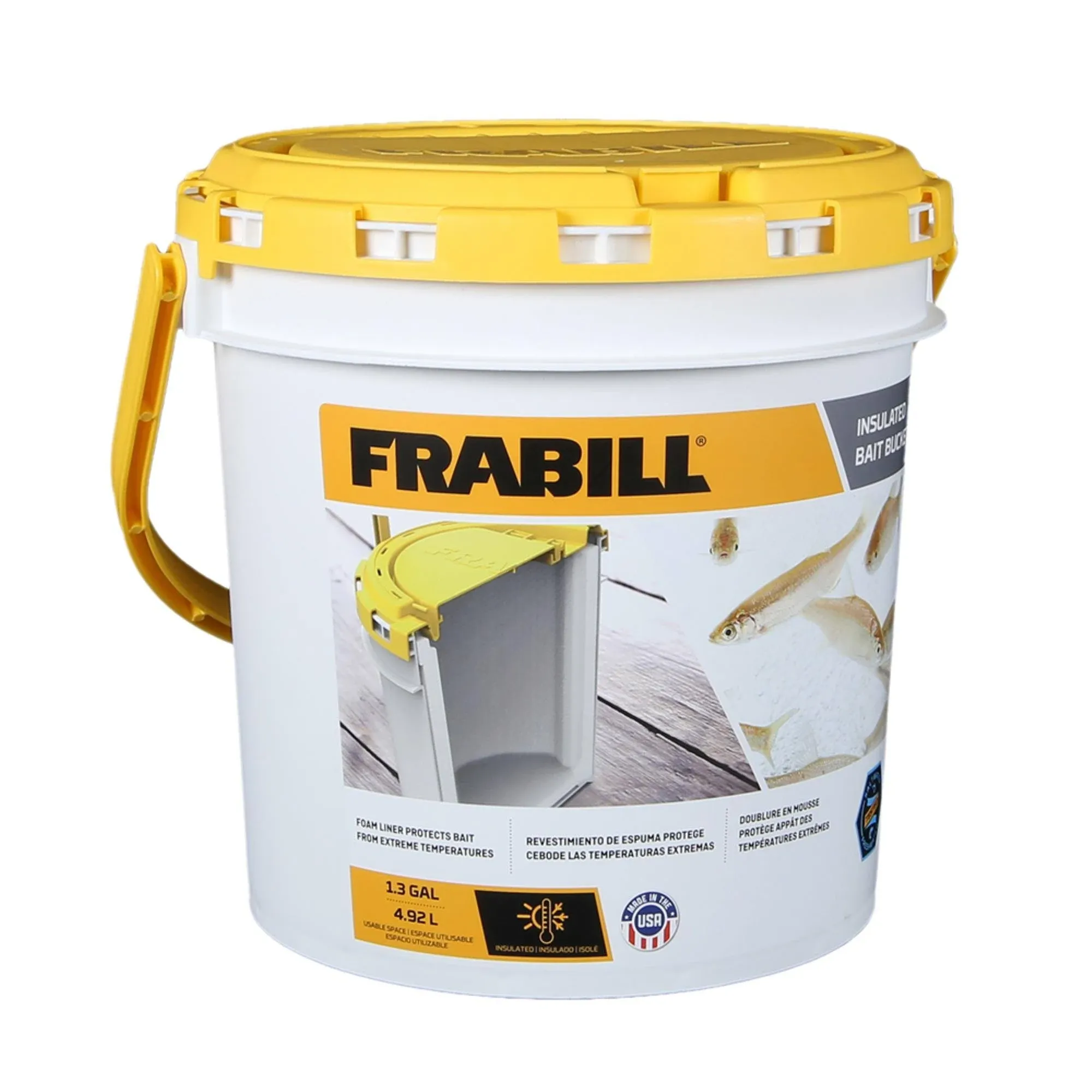 Frabill 8Qt Foam Lined Bucket White/Yellow - 4822