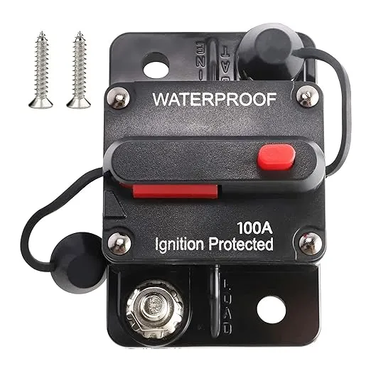 RED WOLF Waterproof 100Amp Circuit Breaker for Boat Trolling Motor Marine ATV Vehicles Stereo Audio Electronic Battery System Inline Fuse with Manual Reset Switch 12V-48V DC