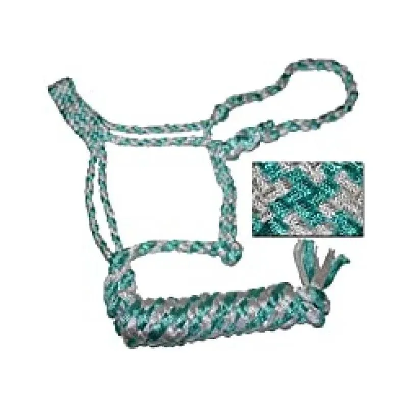 Mule Tape Horse Halter With 10&#039; Lead, Turquoise/Whit<wbr/>e