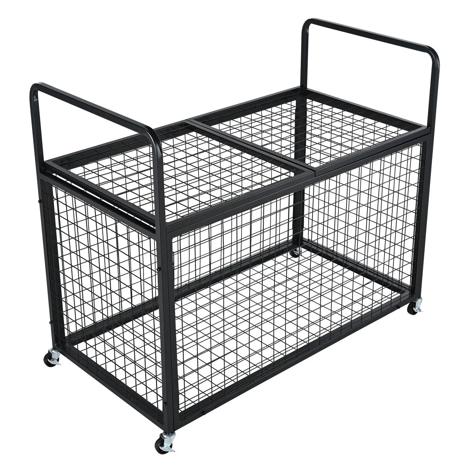 VEVOR Rolling Sports Ball Storage Cart, Lockable Basketball Cage with Double Lids, Sport Equipment Holder Organizer for Indoor Outdoor, Steel