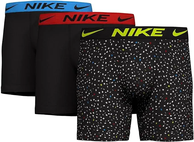 Nike Big Boys' Dri-Fit Essential Micro Boxer Briefs (3 Pack)-Black/Green, Size: Small