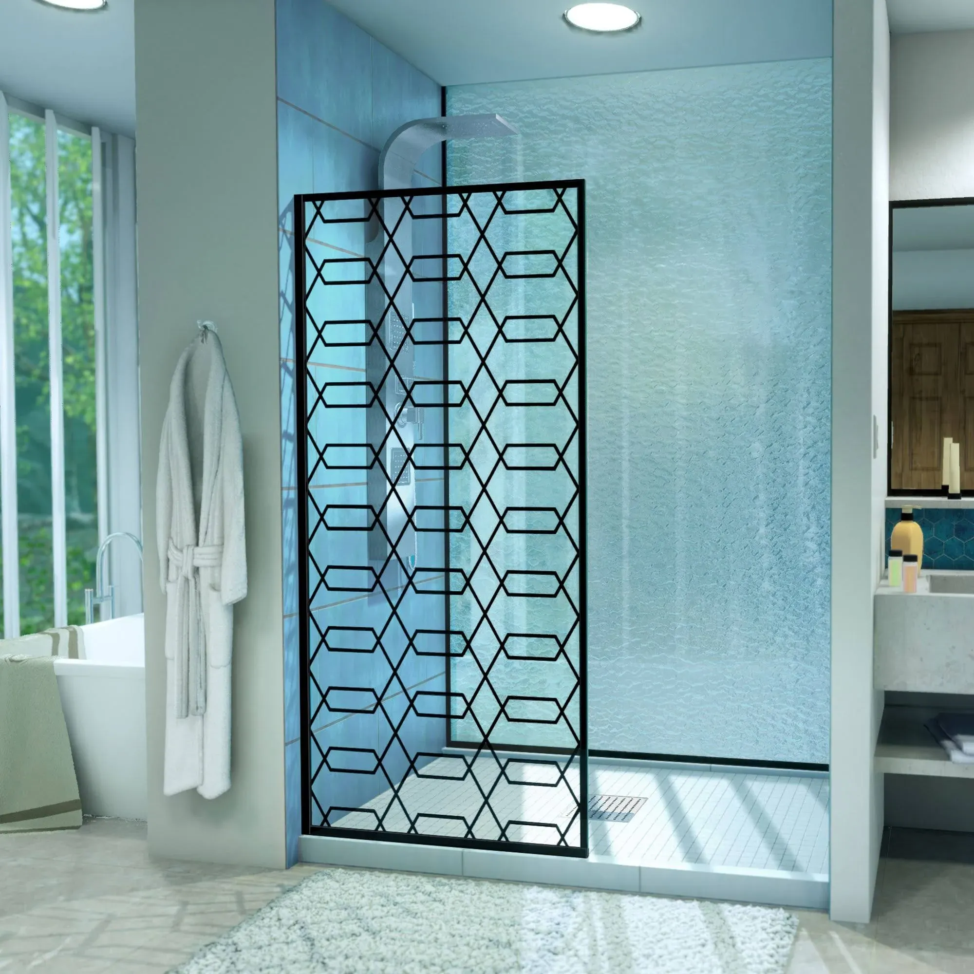 DreamLine D3234720HX-09 Linea Maze 34" W x 72" H Single Panel Frameless Shower ...