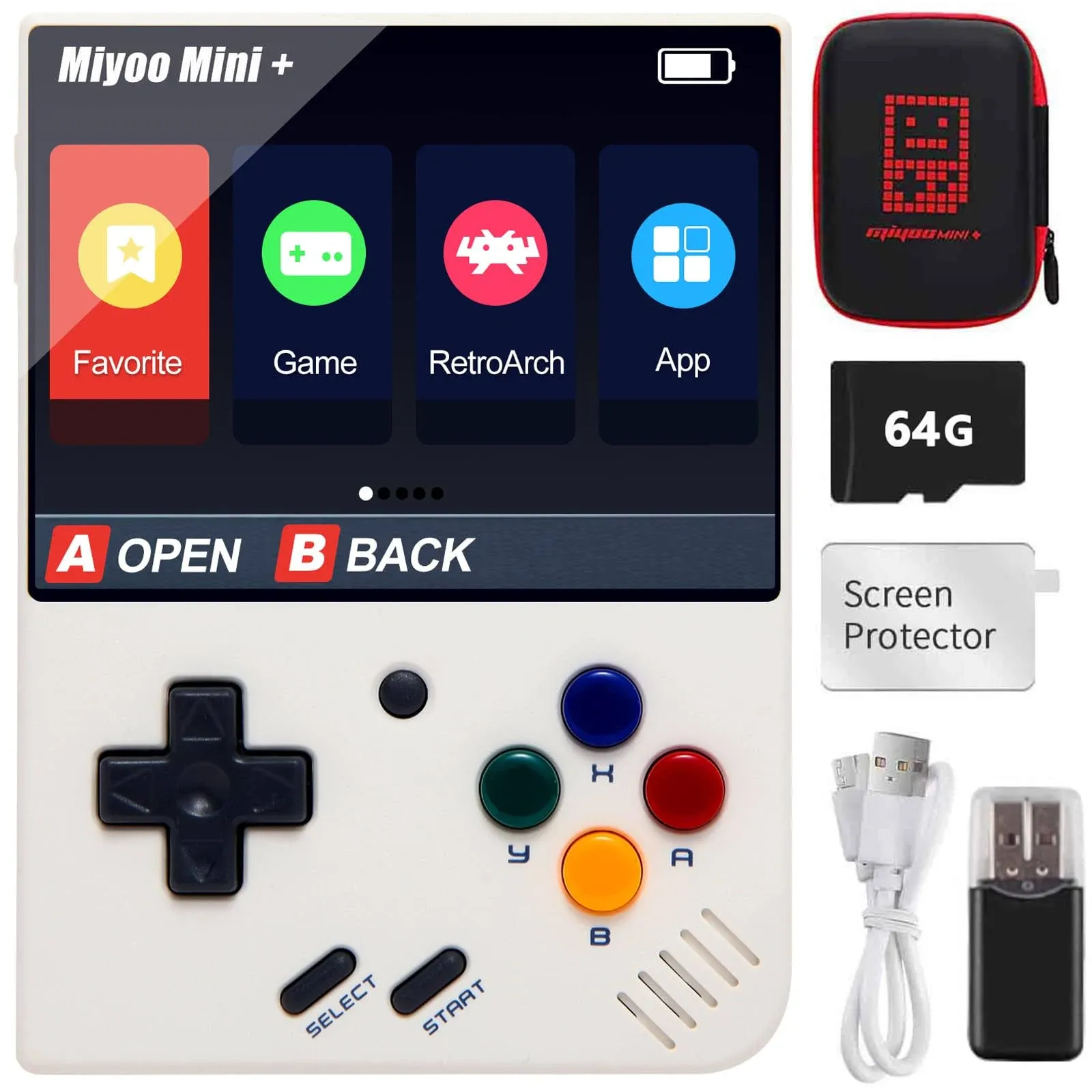 Miyoo Mini Plus Handheld Game Console with Storage Case, 3.5 inch IPS 640x480 ...