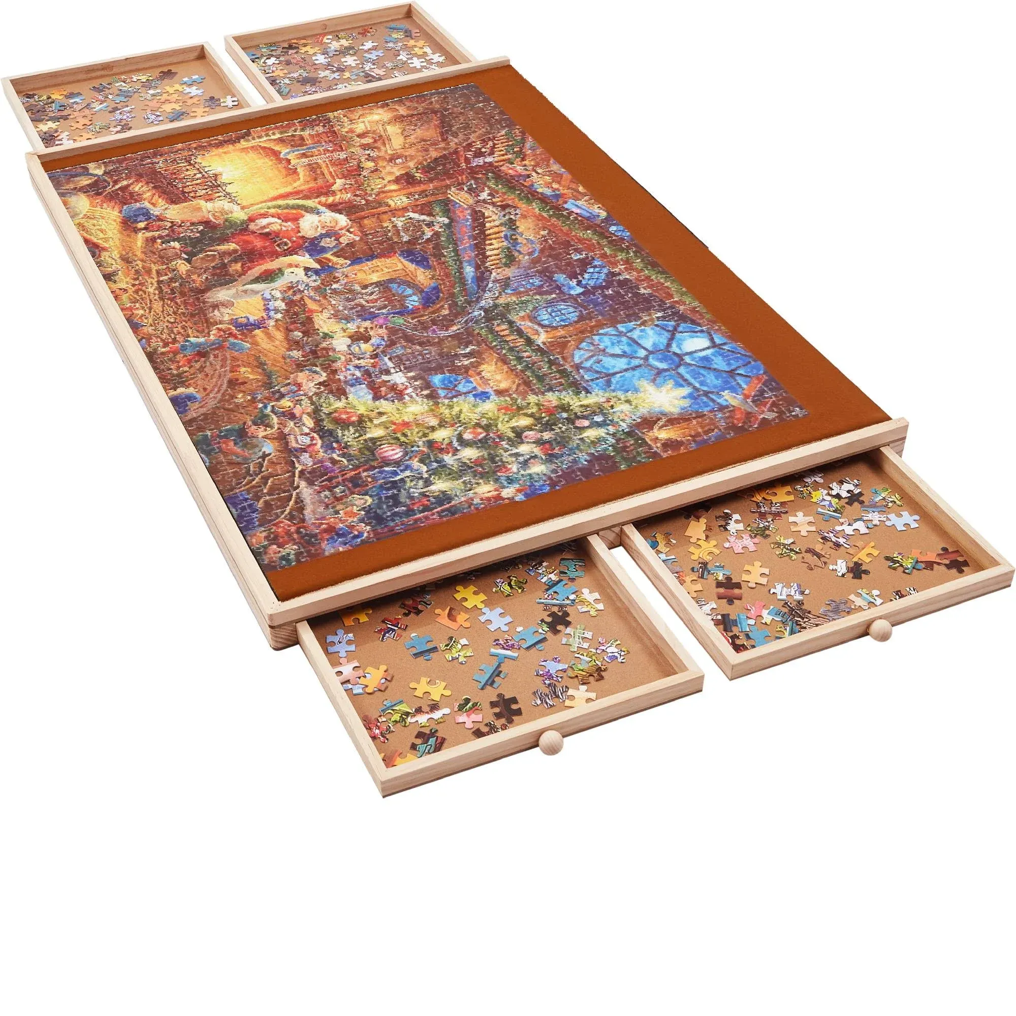 YISHAN Wooden Jigsaw Puzzle Board Table for 1000 Pieces with Drawers and Cover, 