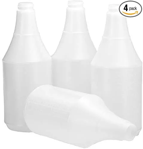 Mop Mob Commercial-Grade Chemical Resistant 32 oz Bottles ONLY 4 Pack Embossed Scale For Measuring. Pair With Industrial Spray Heads For Auto/Car Detailing, Janitorial Cleaning Supply or Lawn Care.Mop Mob Commercial-Grade Chemical Resistant 32 oz Bo…