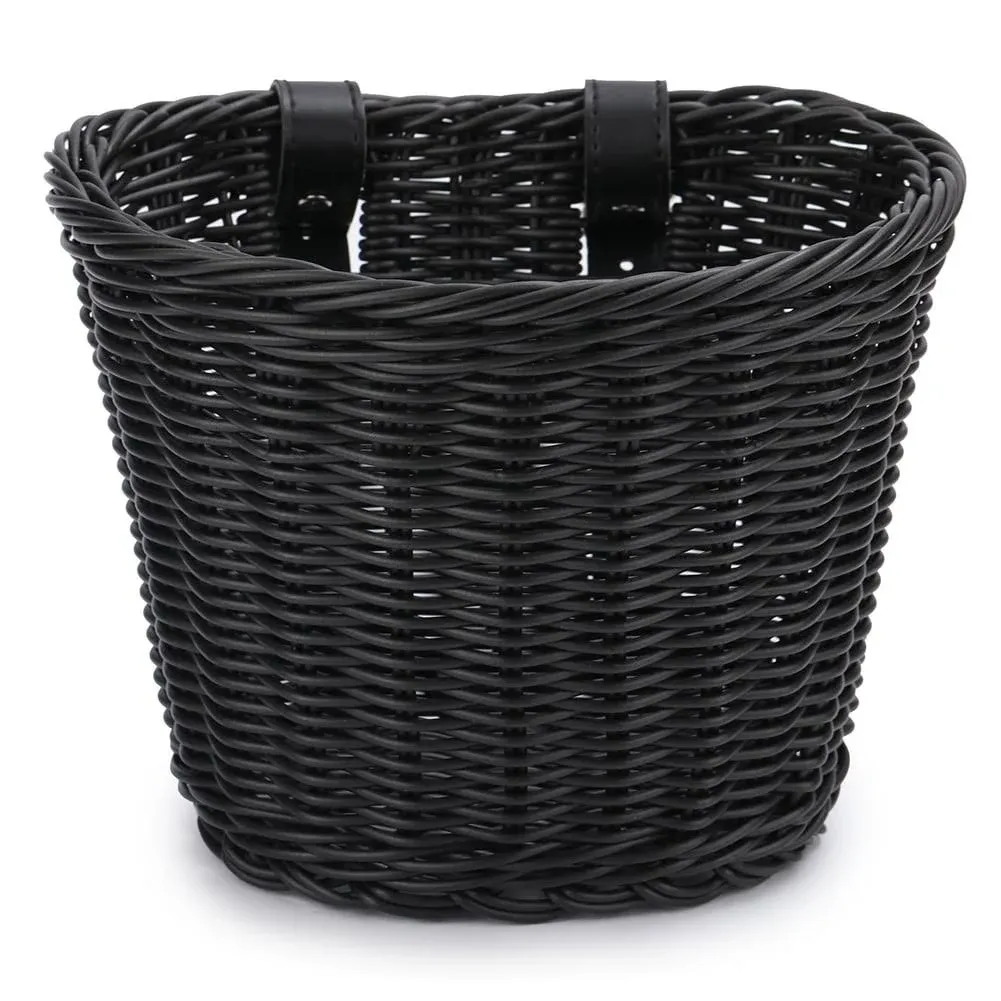 Mojoyce Bike Basket for Front Handlebar Kid Adult Bicycle Handlebar Wicker Basket Bike Decoration Waterproof with Leather Straps Accessories Basket(