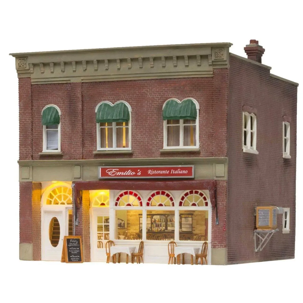 Woodland Scenics 5855 O Scale Emilio\'s Italian Restaurant - Built-&-Ready(R) Landmark Structures(R) -- Assembled - 7-1/2 x 8-1/8 x 7-3/4"  19 x 20.6 x 19.6cm