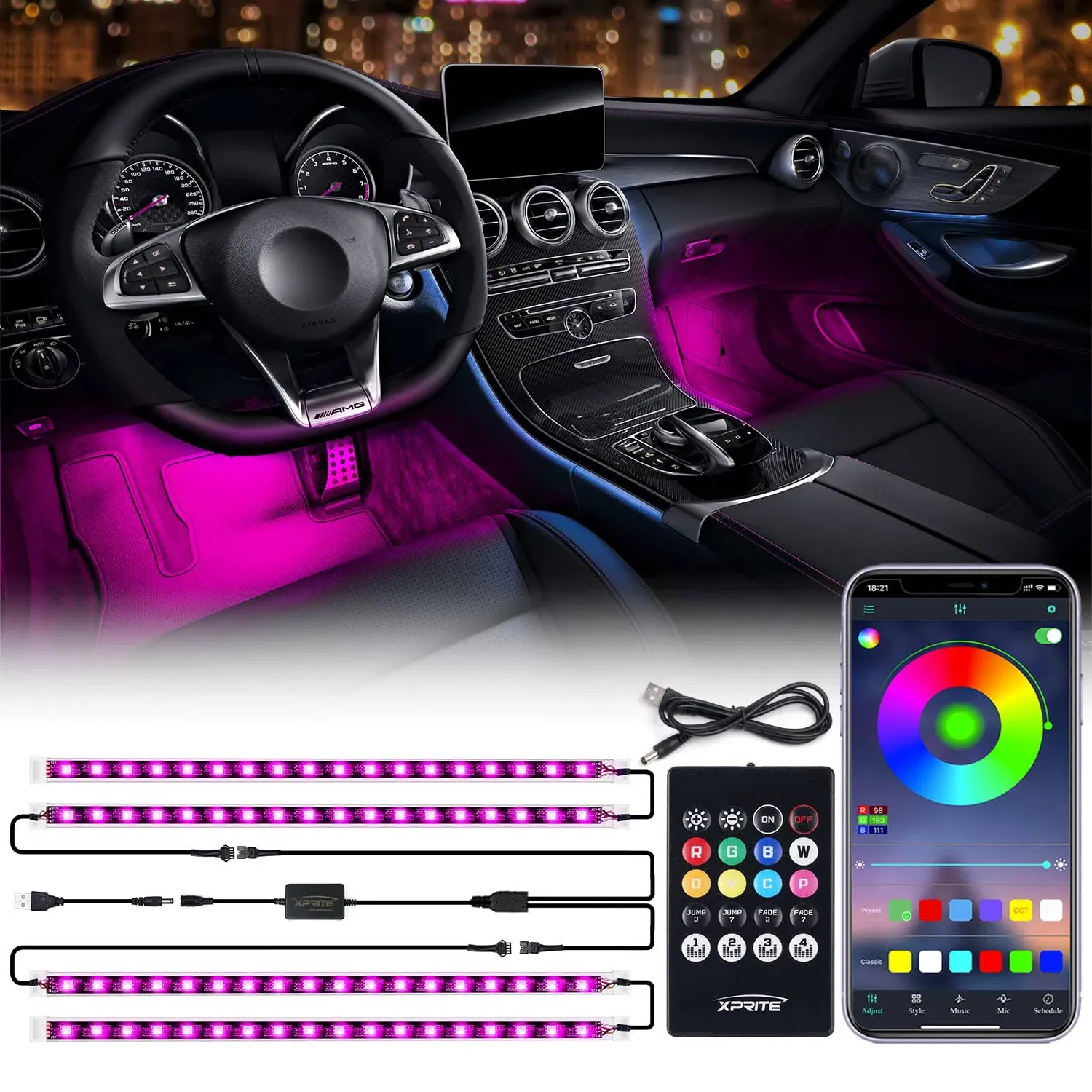 Xprite DL-IL-G3 Celestial Series Remote Control RGB LED Car Light Set