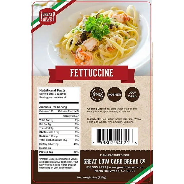 Great Low Carb Bread Company Fettuccine Pasta