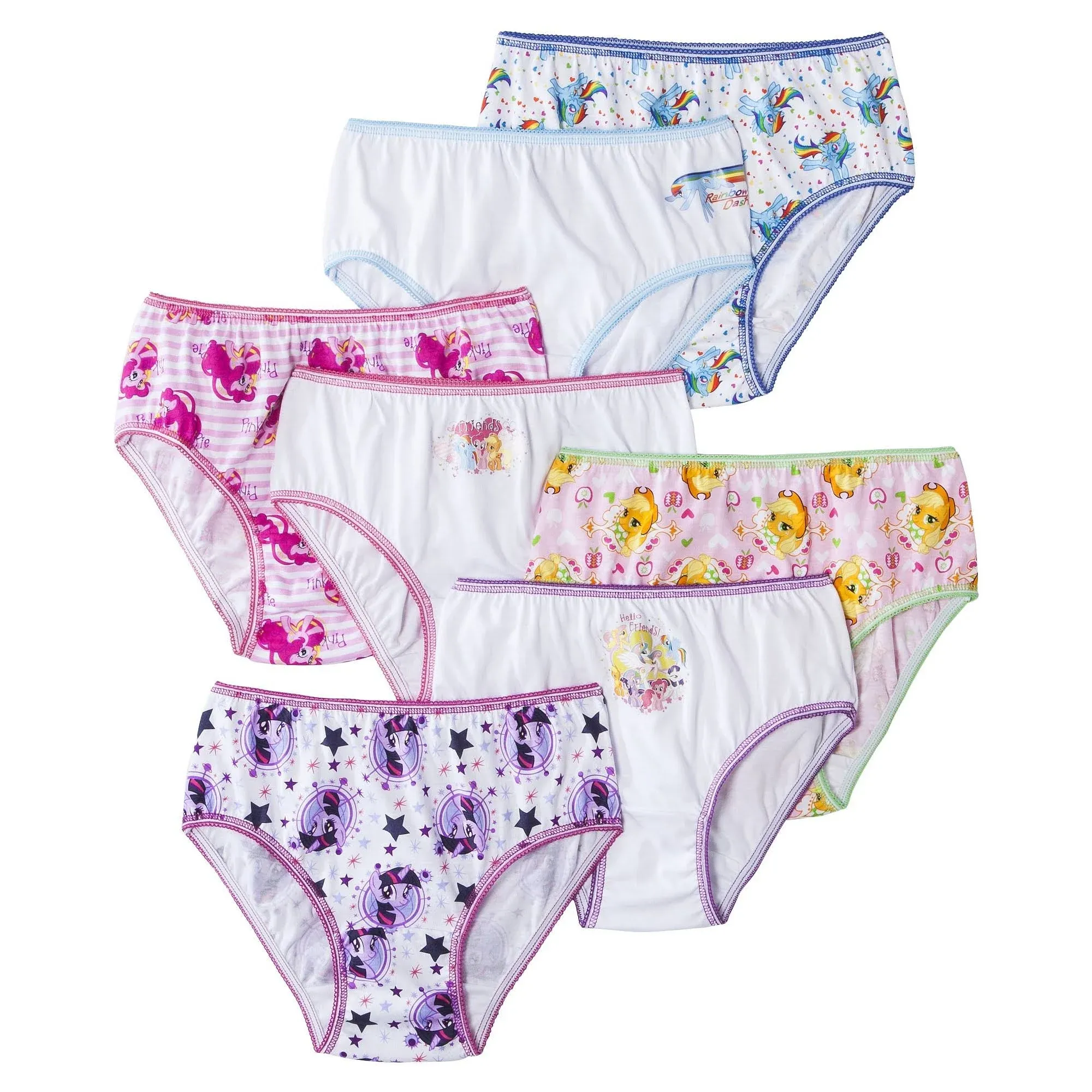 My Little Pony Girls Brief Panties, Assorted, Size 4 - 7 pack