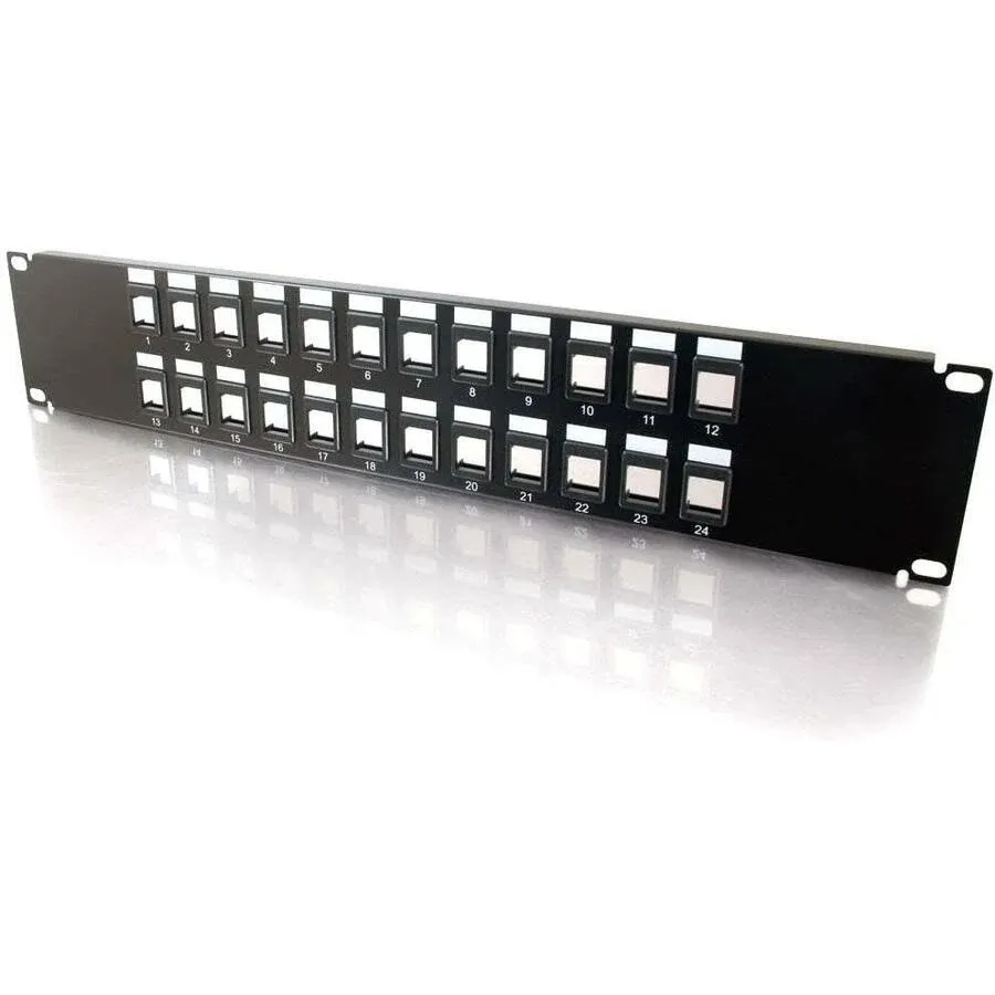 C2G/Cables To Go Legrand - C2G Multimedia Patch Panel, Blank Keystone Patch Panel, Patch Panel 24 Port, Black Relay Rack Patch Panel, 2U Keystone Patch Panel, 1 Count, C2G 03857