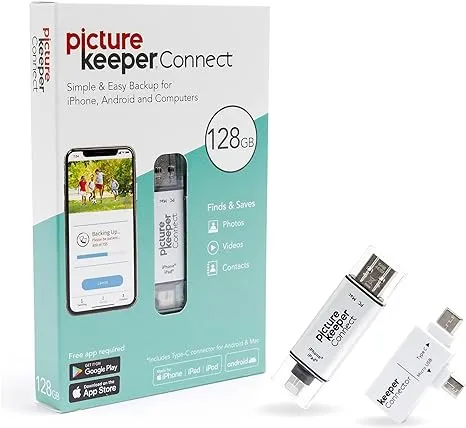 Picture Keeper Connect Photo & Video USB Flash Drive for Apple, Android & PC Devices, 64GB Thumb Drive