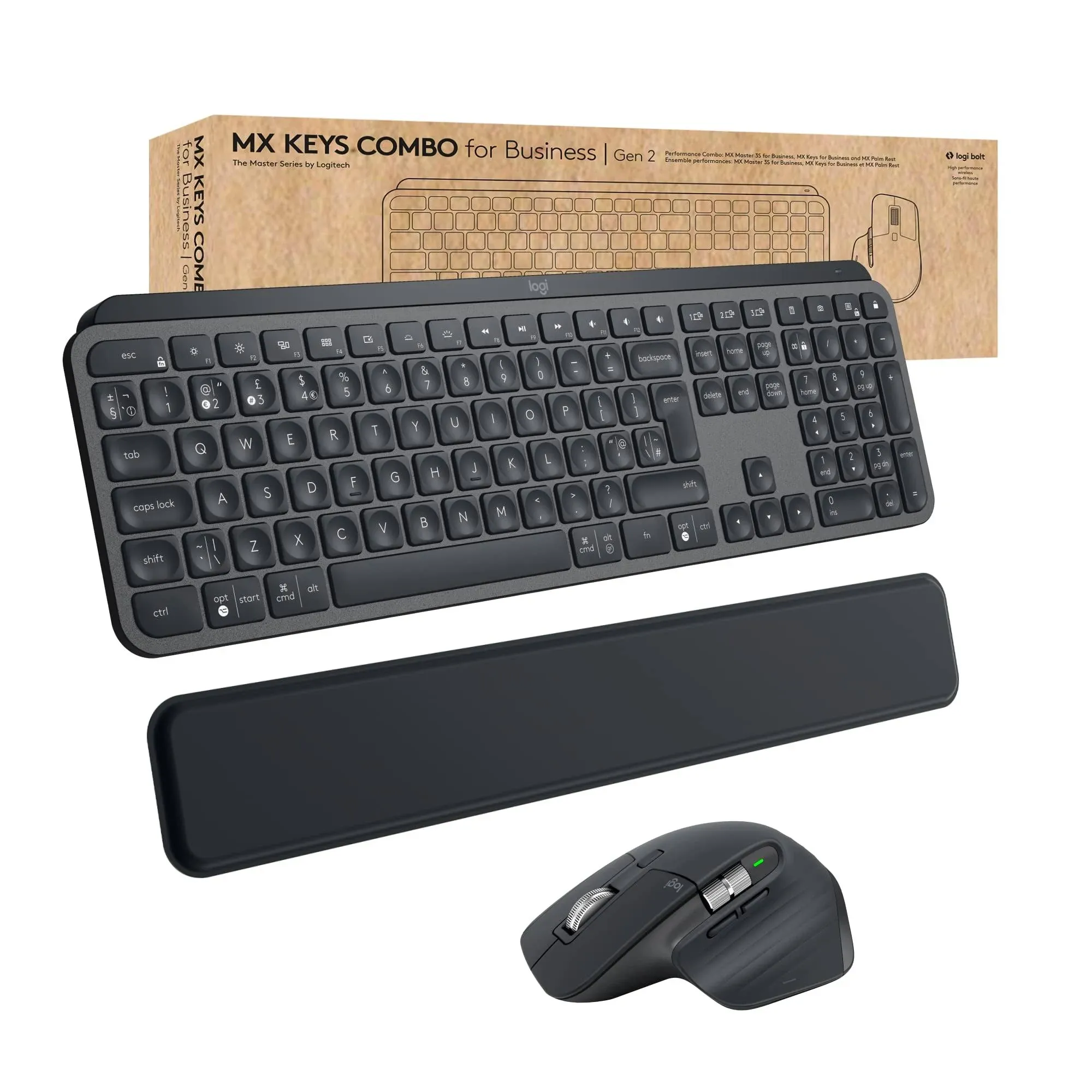 Logitech MX Keys Combo for Business Gen 2 Keyboard Mouse Included RF Wireless + ...