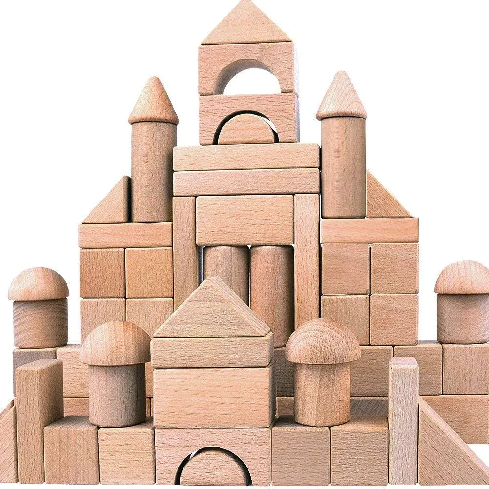 Wooden Building Blocks Set for Kids - Stacker Stacking Game Construction Toys...