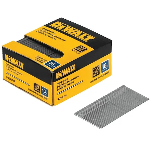 DEWALT 1-1/2 in. x 16-Gauge Plastic Collated Straight Nails (2500 per Box) DCS16150